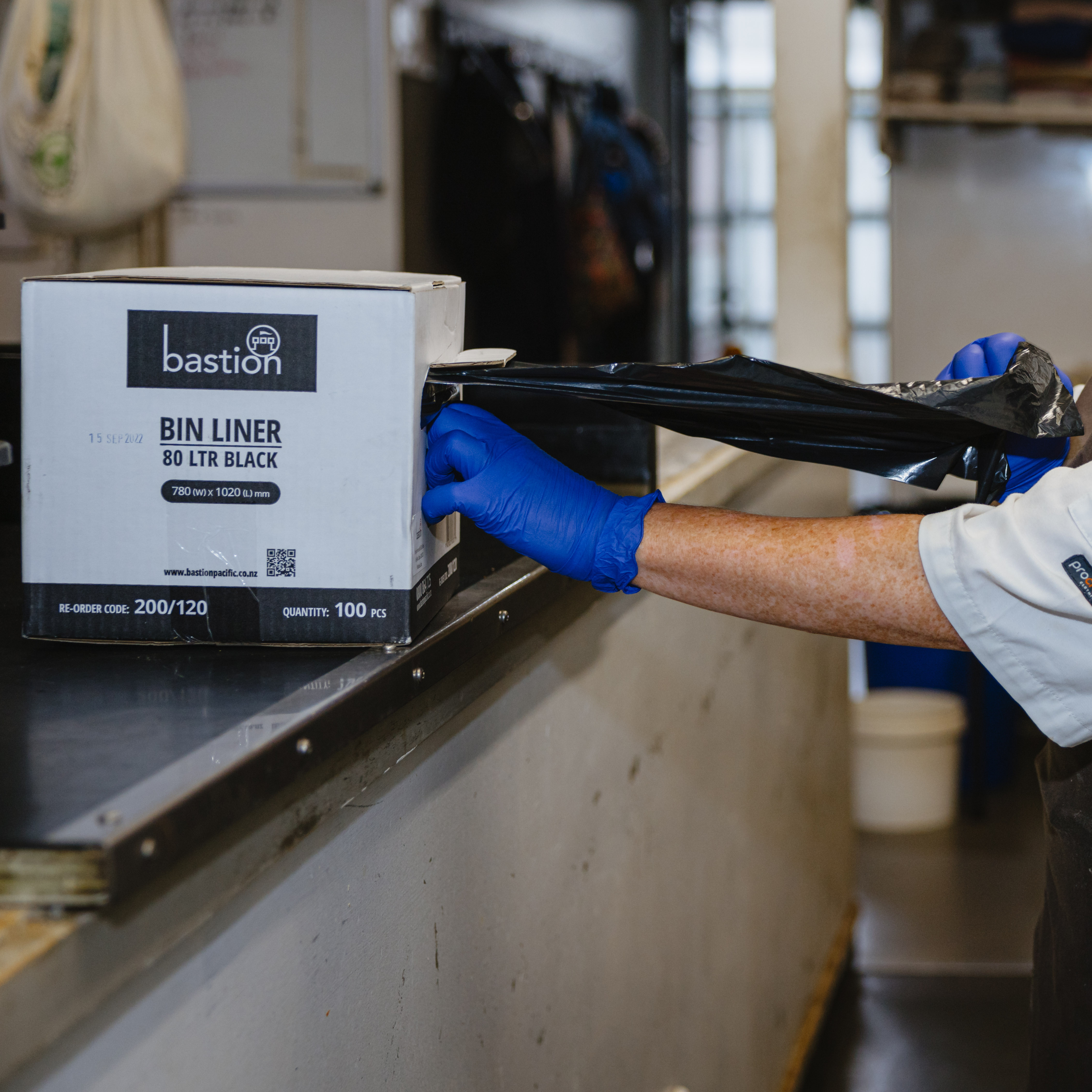 Bastion Bin liners in a box in use