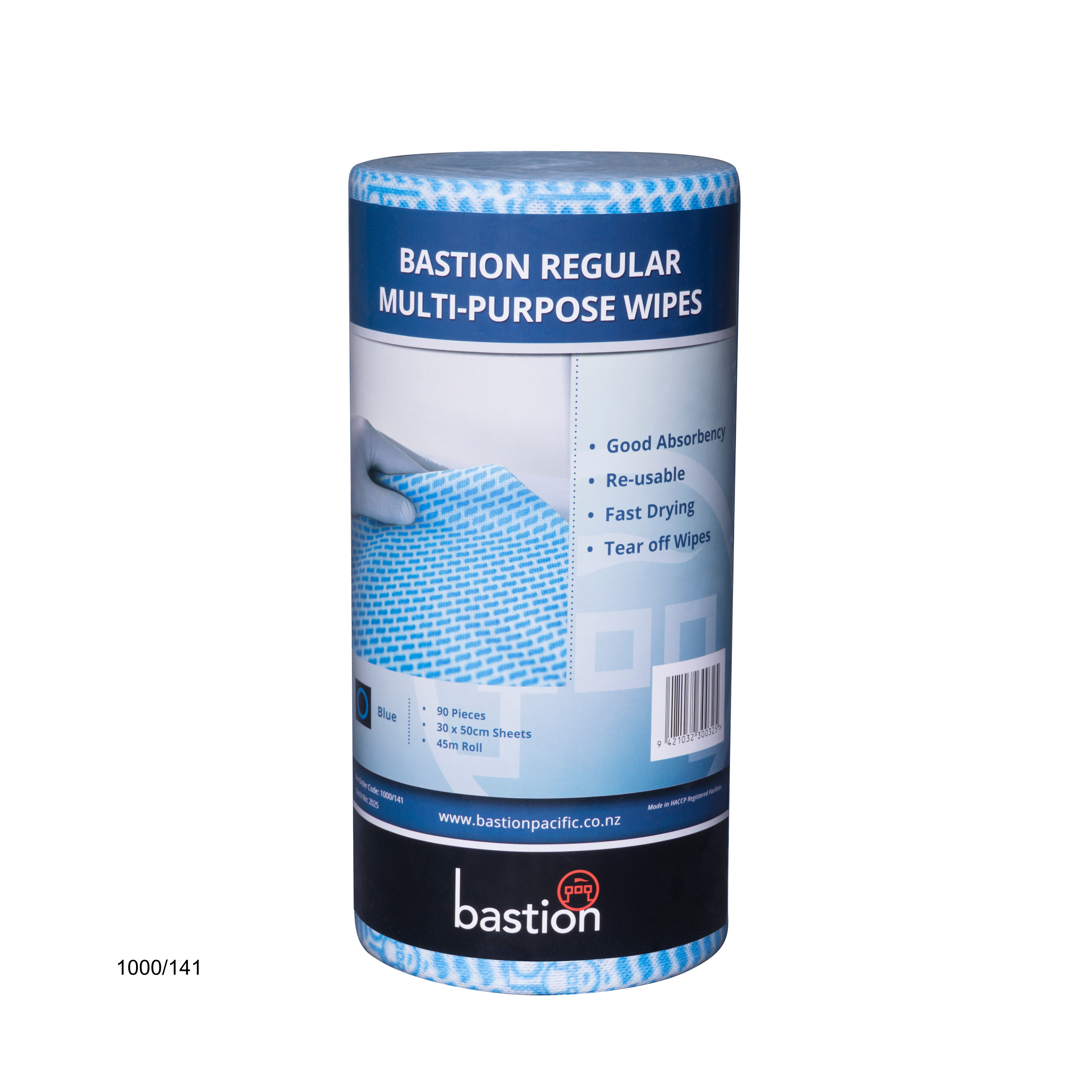 Bastion regular duty wipes roll - blue