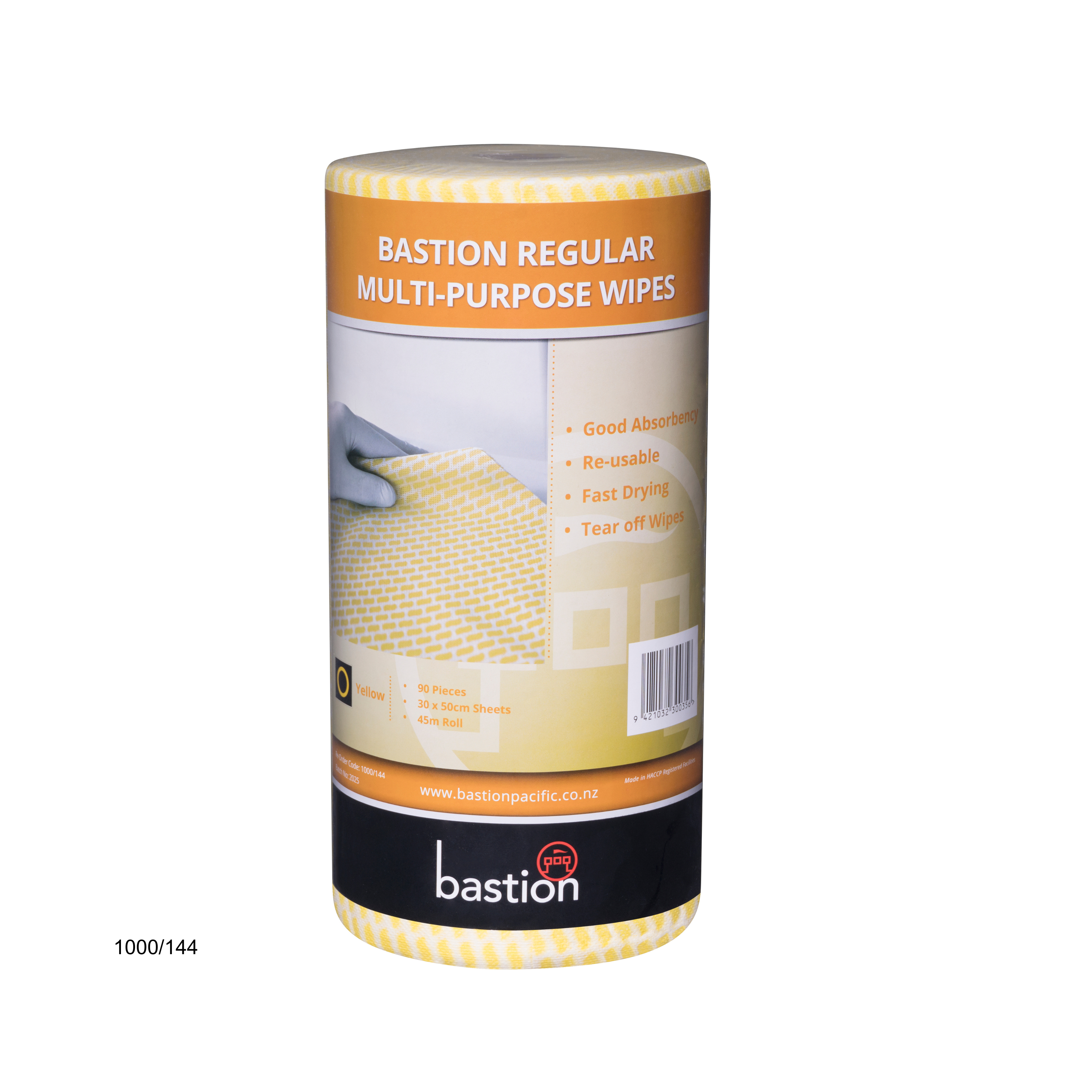 Bastion regular duty wipes roll - yellow