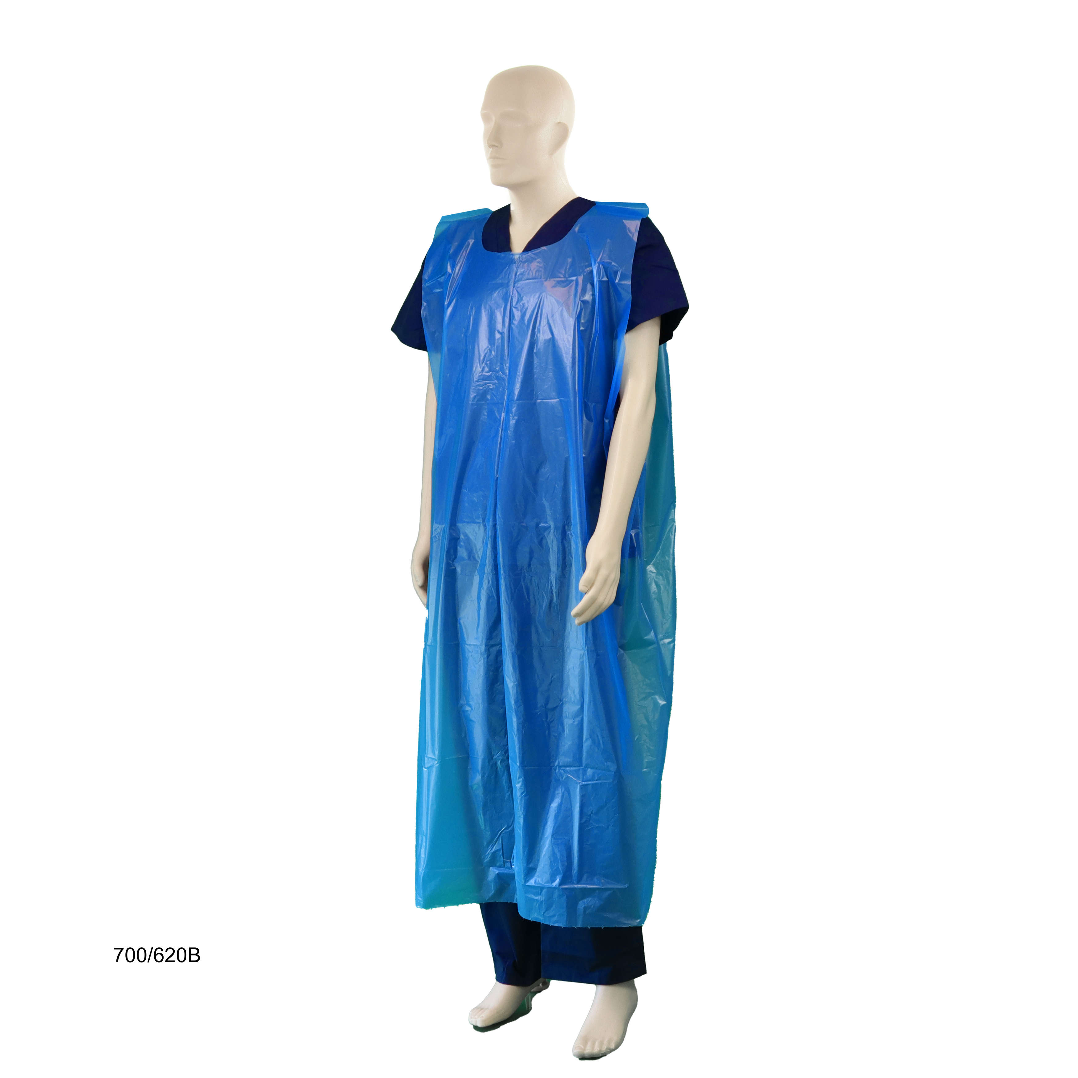 blue sleeveless smock