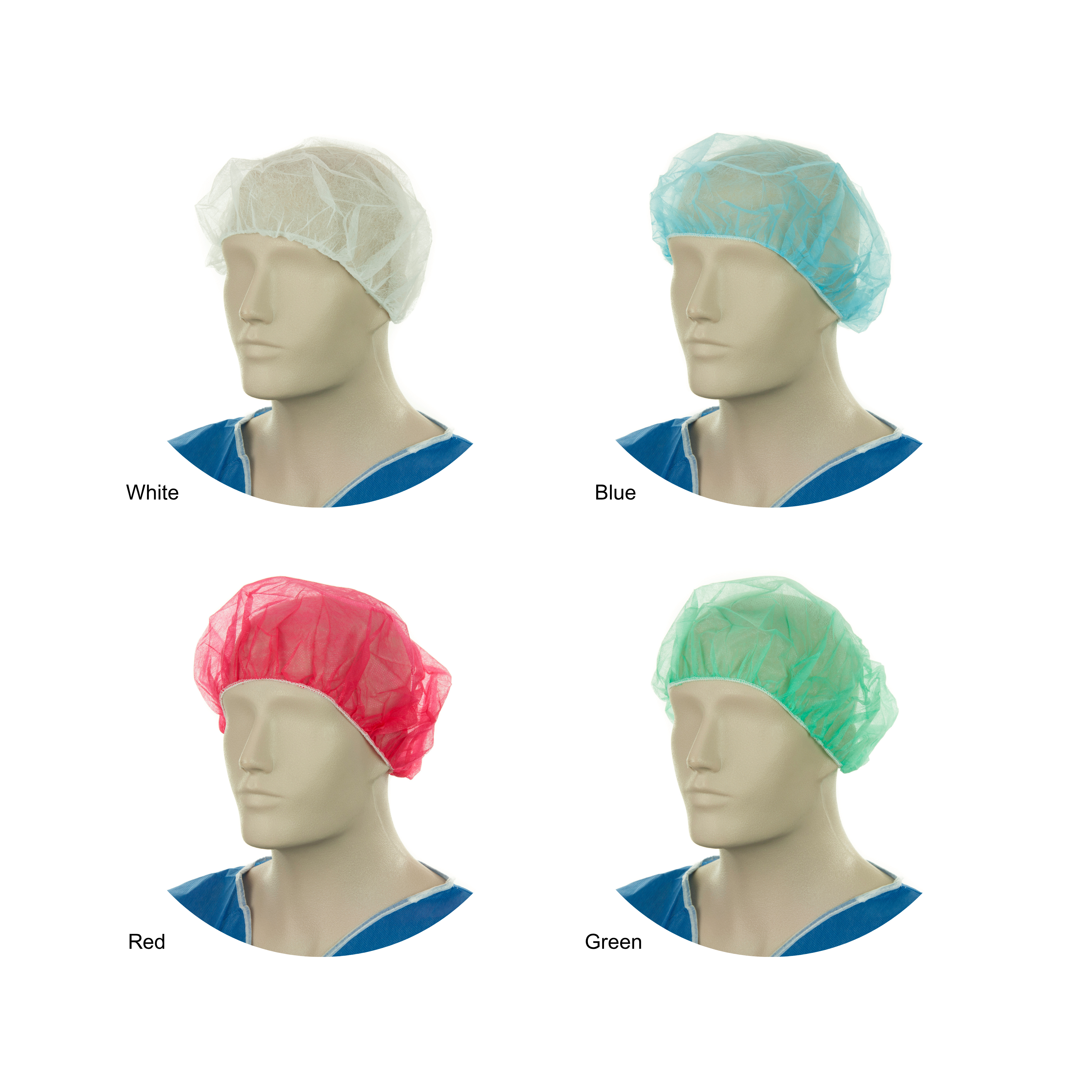 bouffant hats in a mixed of colours