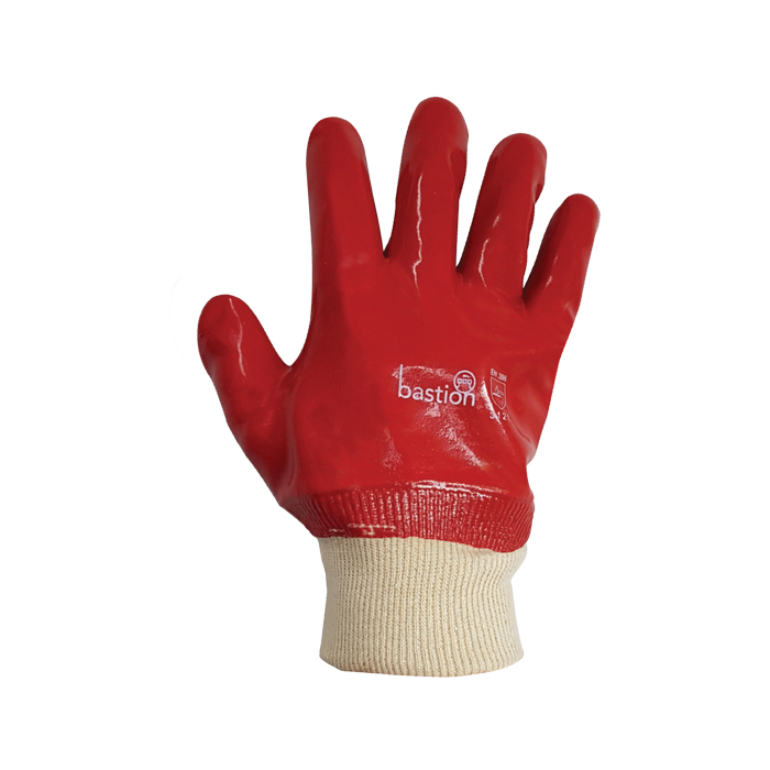LR PVC27cm Knitted Cuff Red BSG12725 Gloves