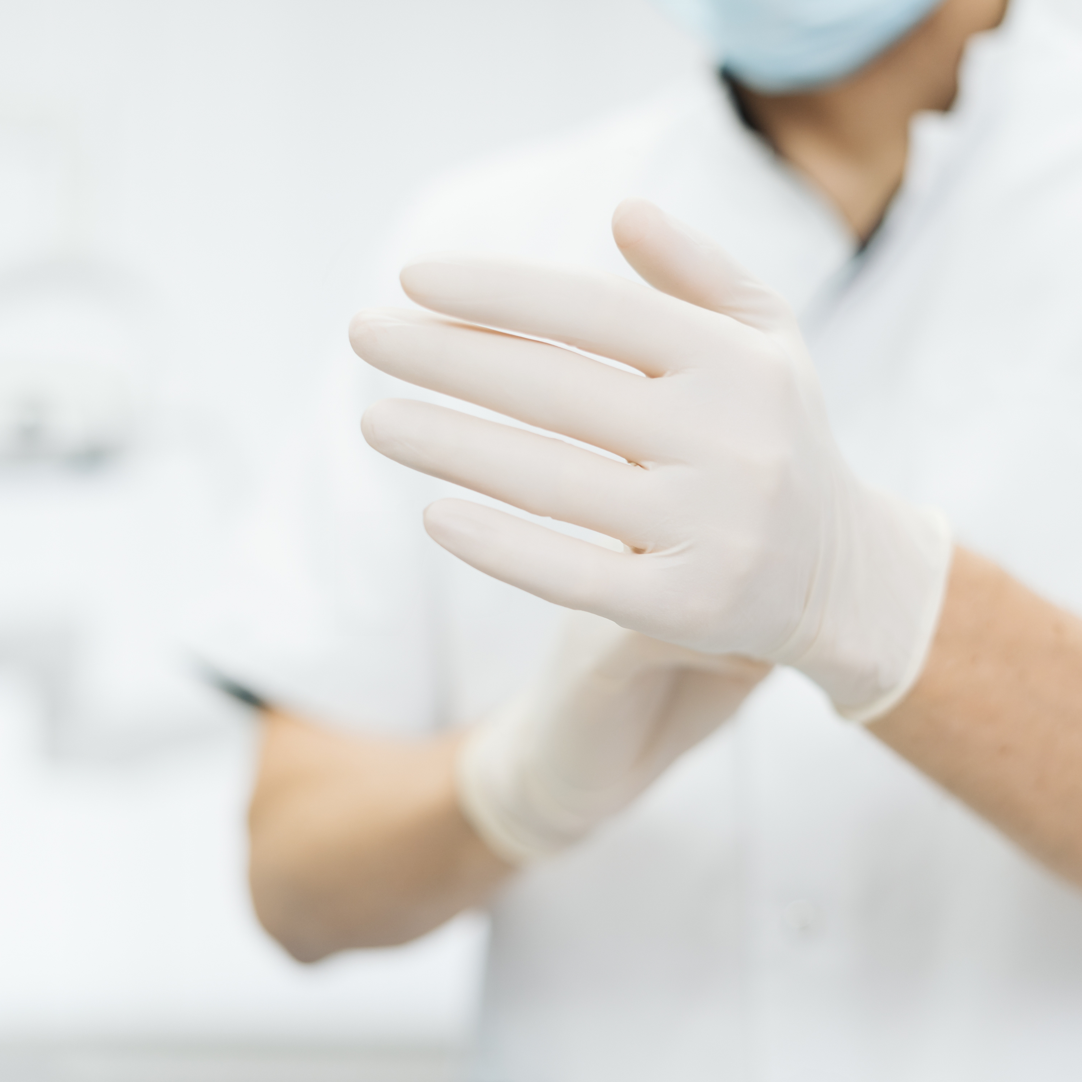 latex glove worn in health care