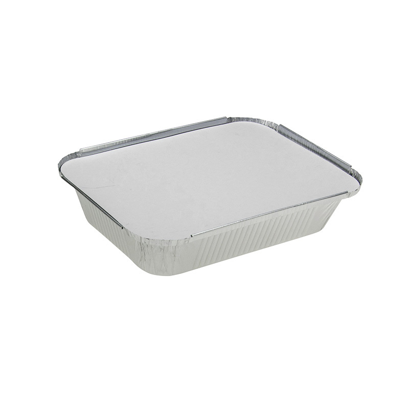 Emperor Medium Rectangle Foil takeaway tray with the lid on