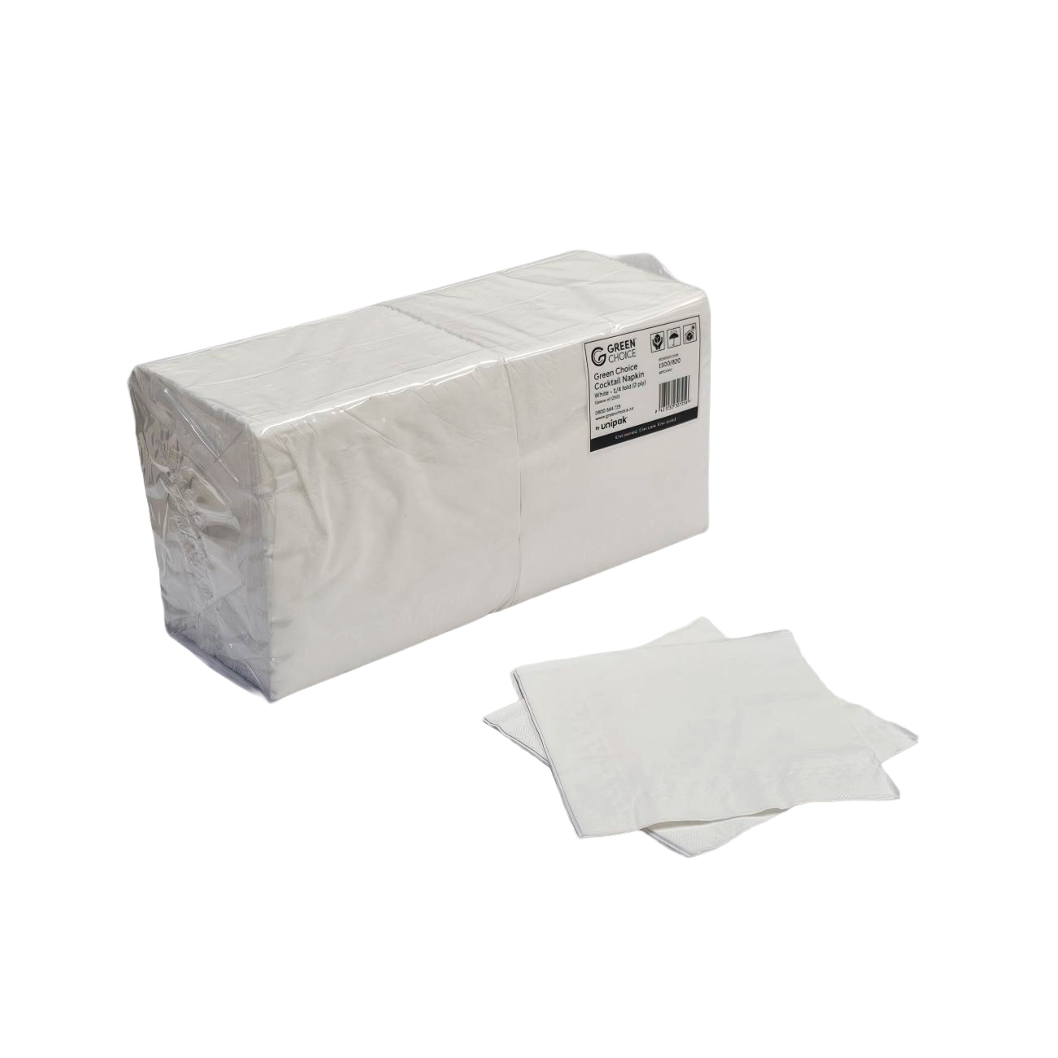 cocktail napkin 1/4 fold white