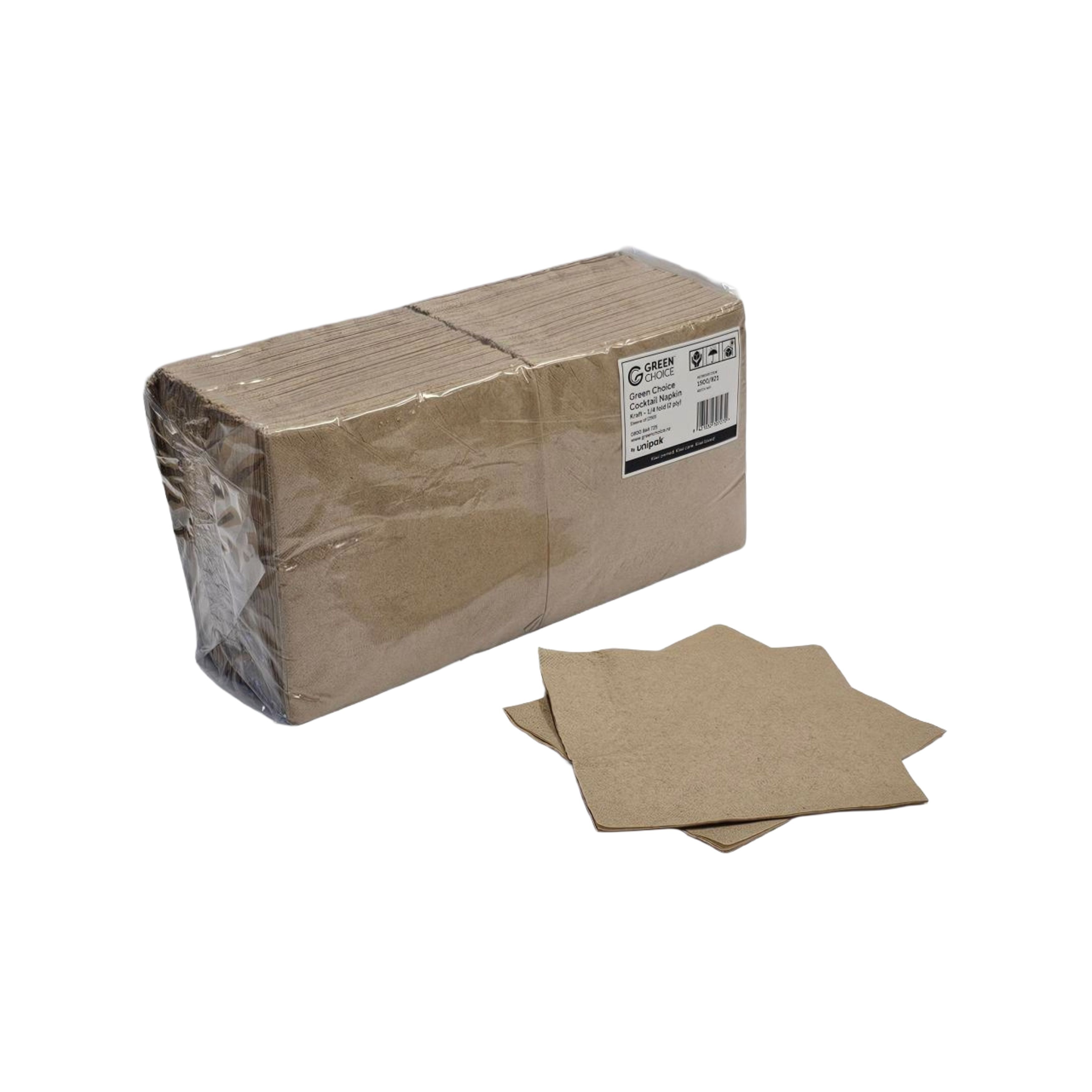 cocktail napkin 1/4 fold kraft