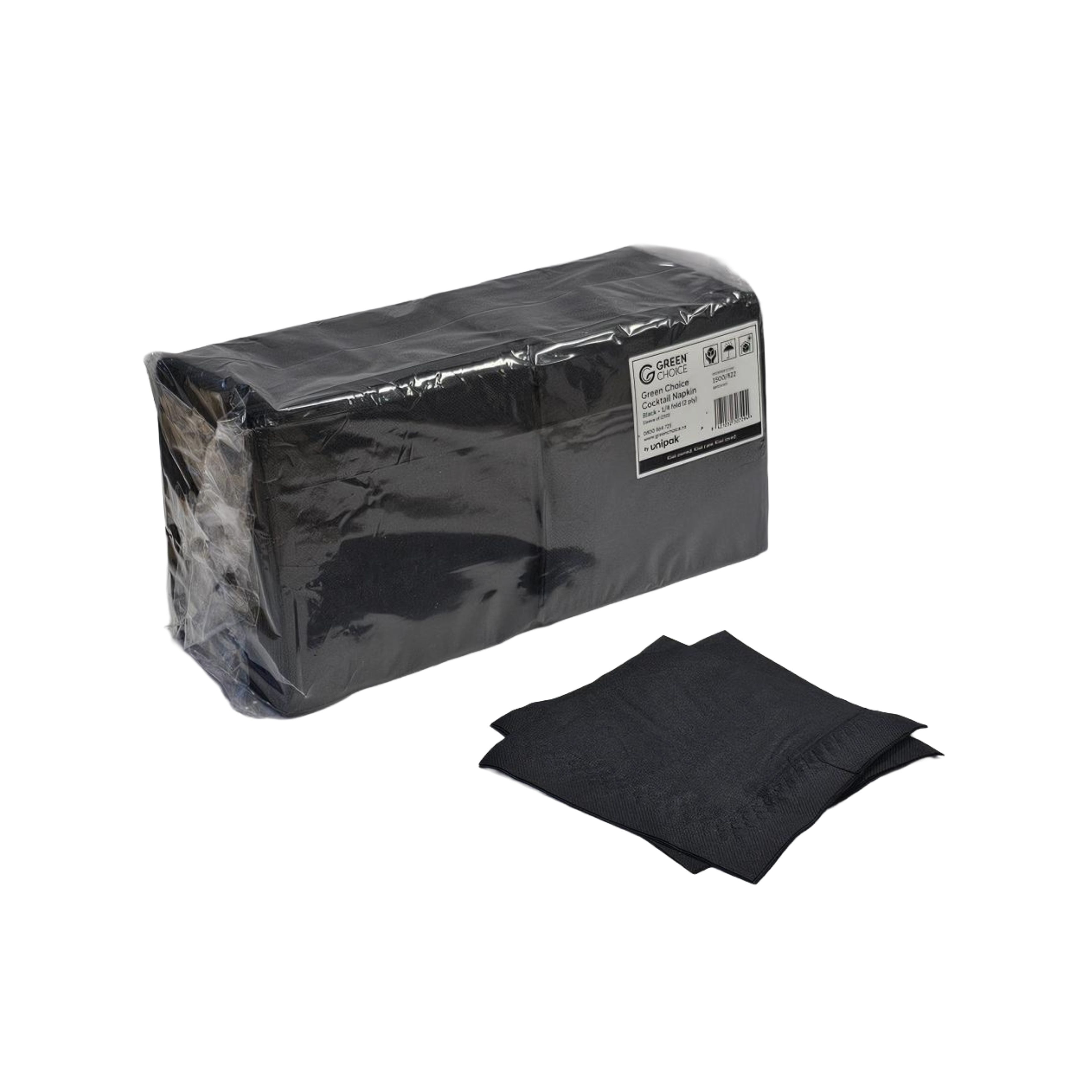cocktail napkin 1/4 fold black