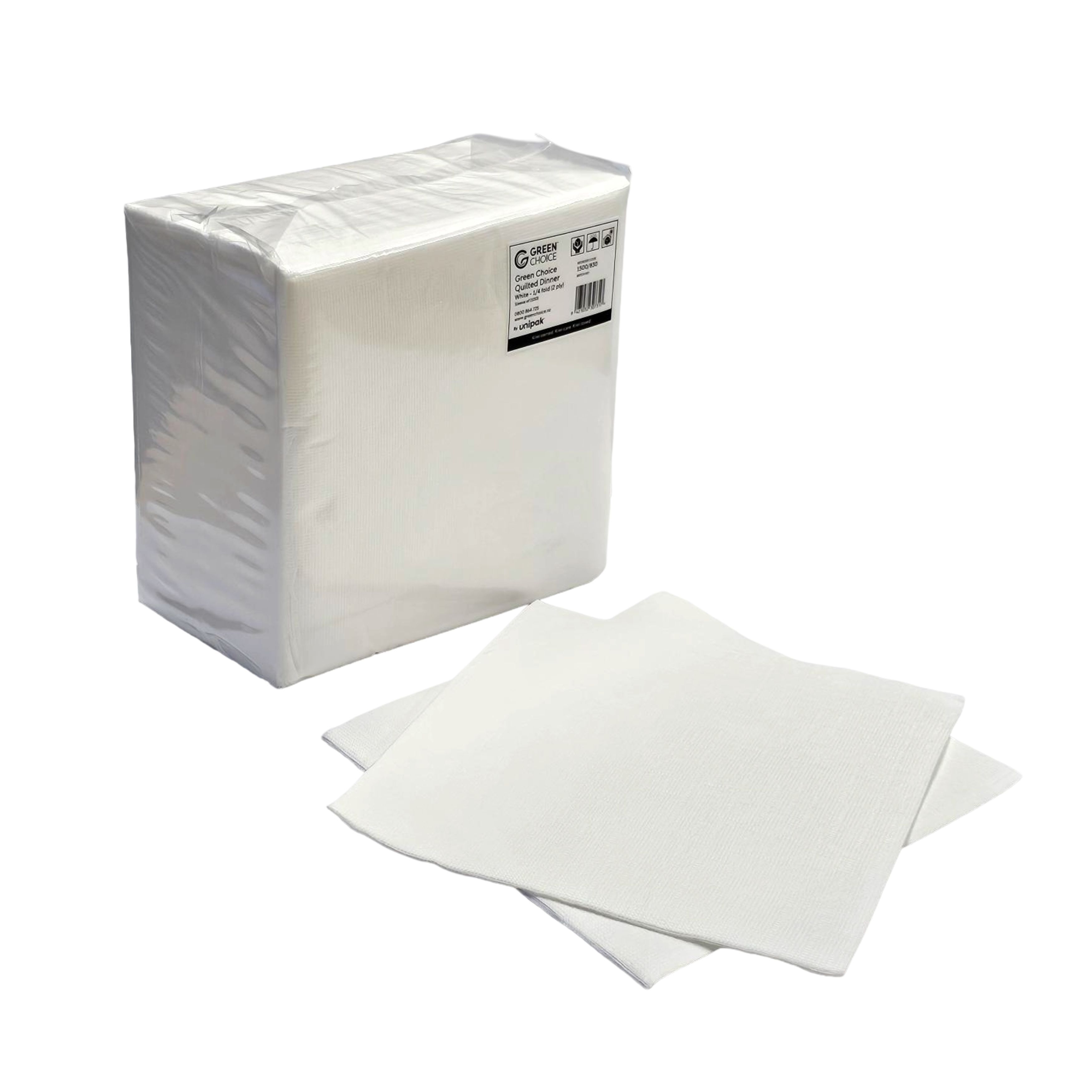 white dinner quilted 2 ply 1/4 fold napkins