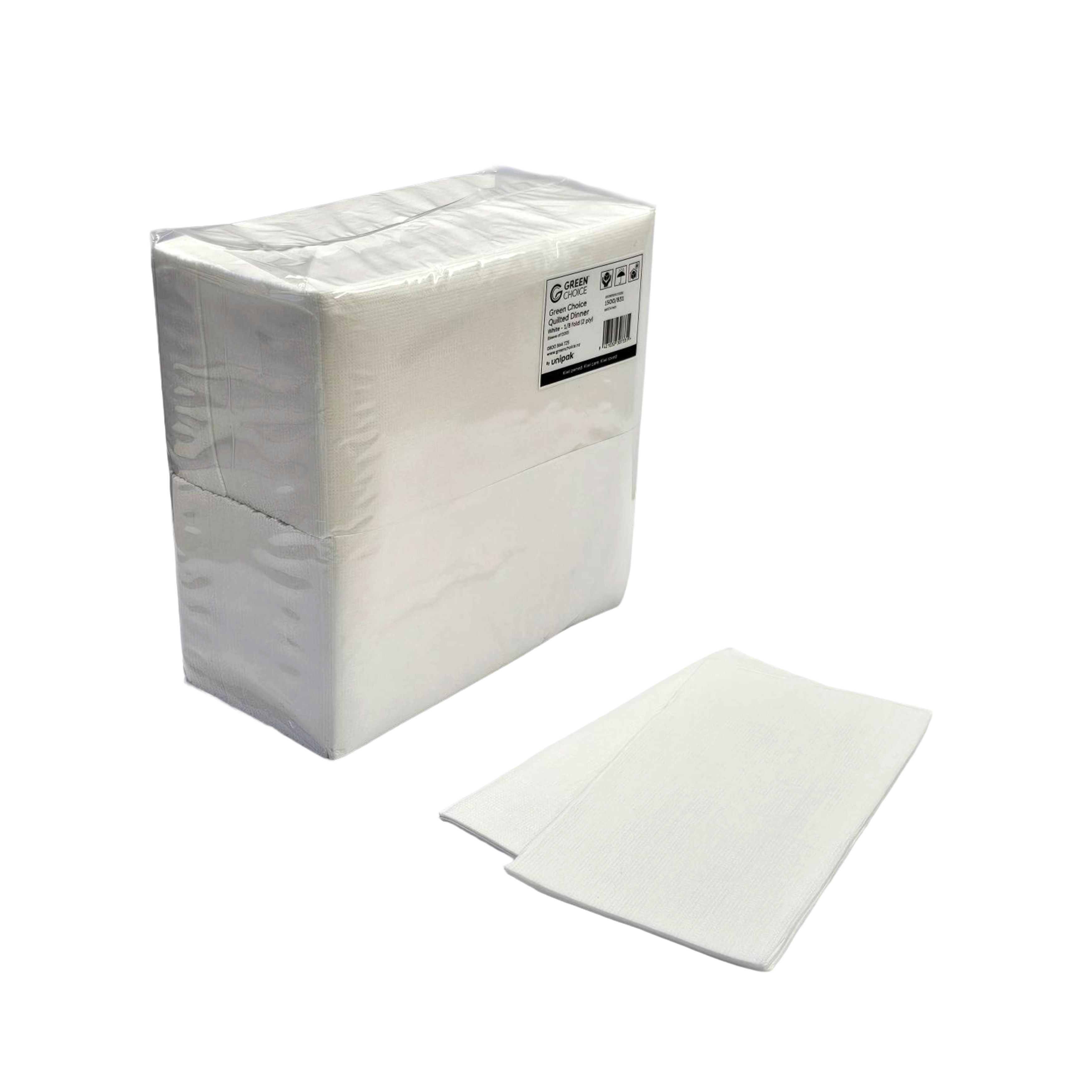 white dinner quilted 2 ply 1/8 fold napkins