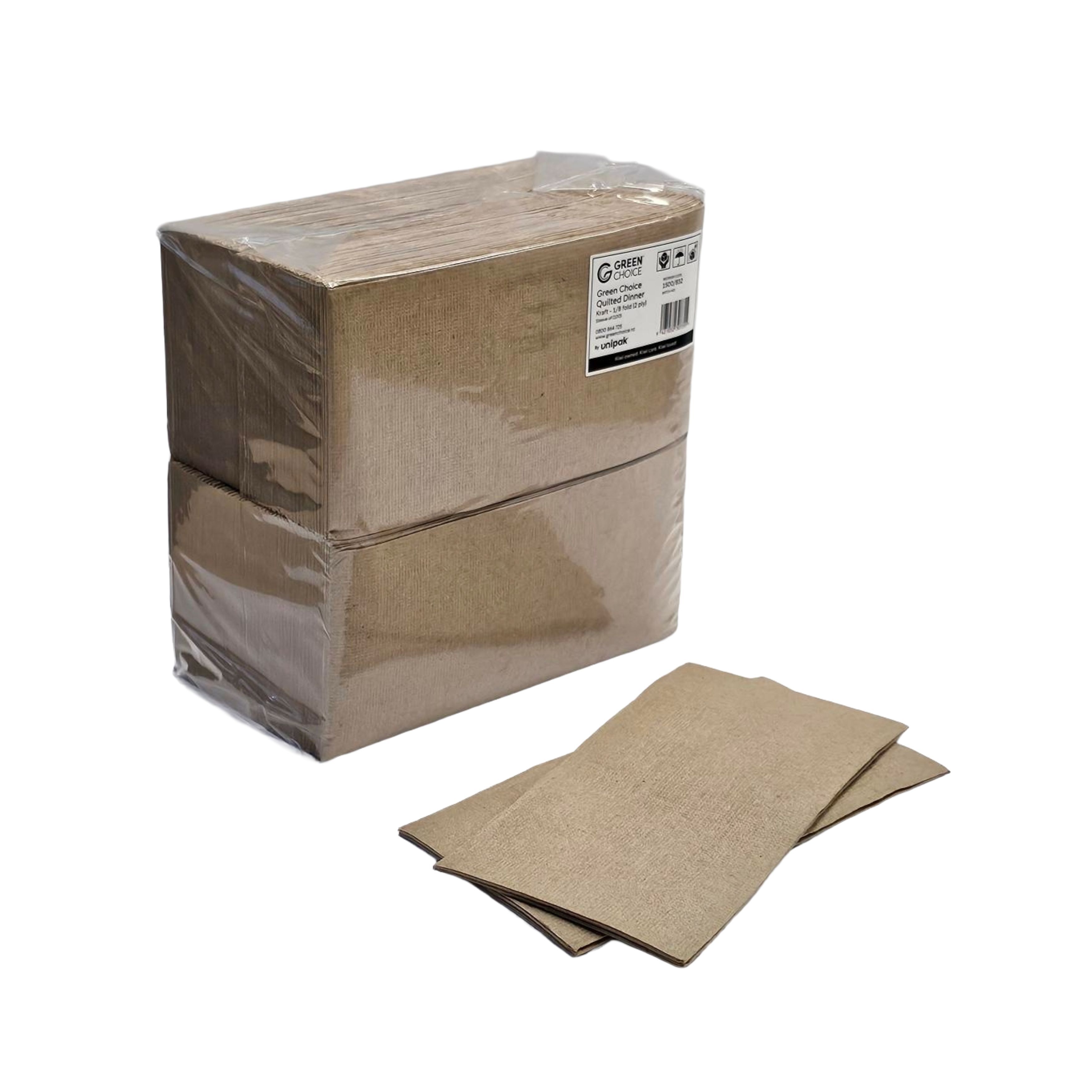 kraft dinner quilted 2 ply napkins 1/8 fold