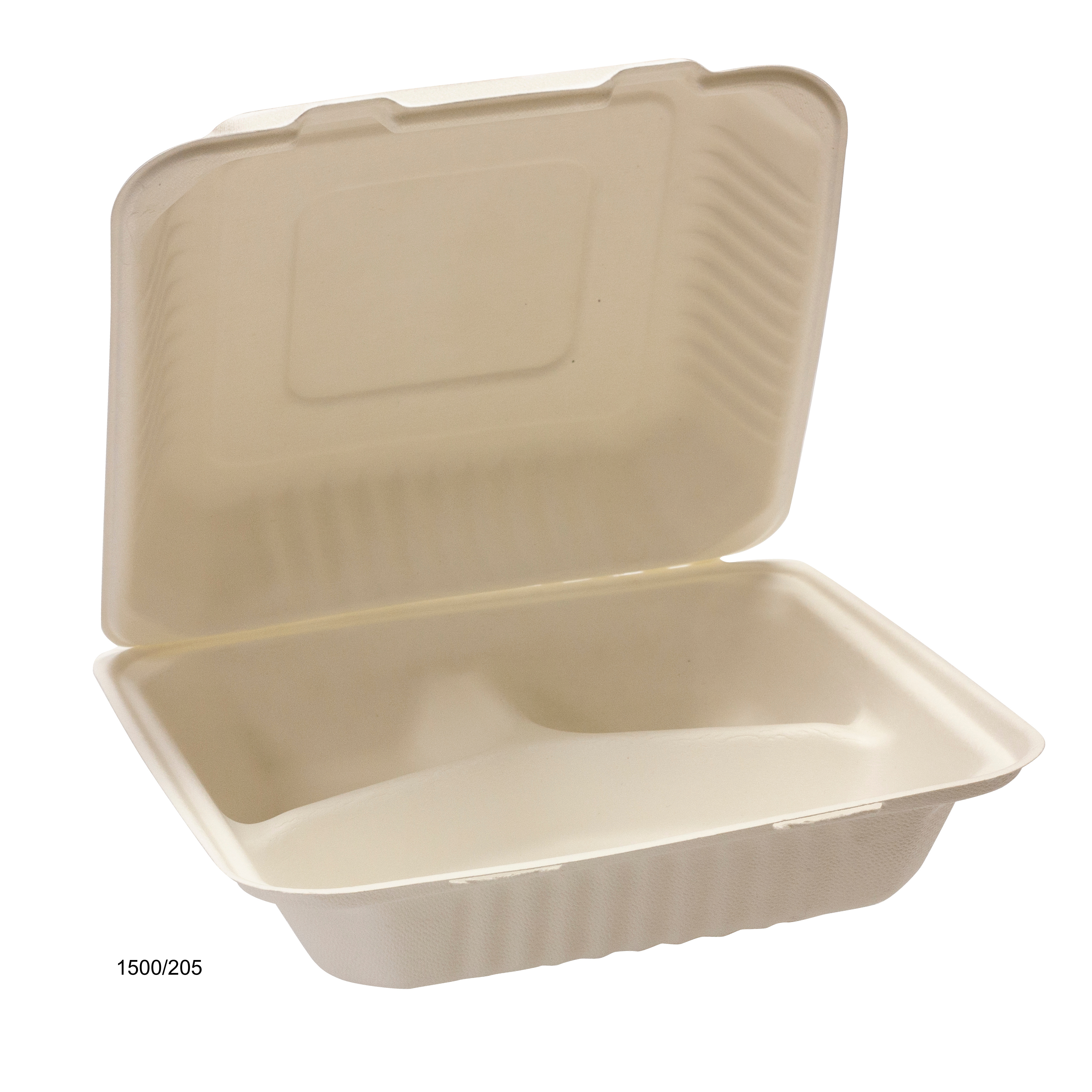 3 compartment sugarcane container with lid. 1500/205