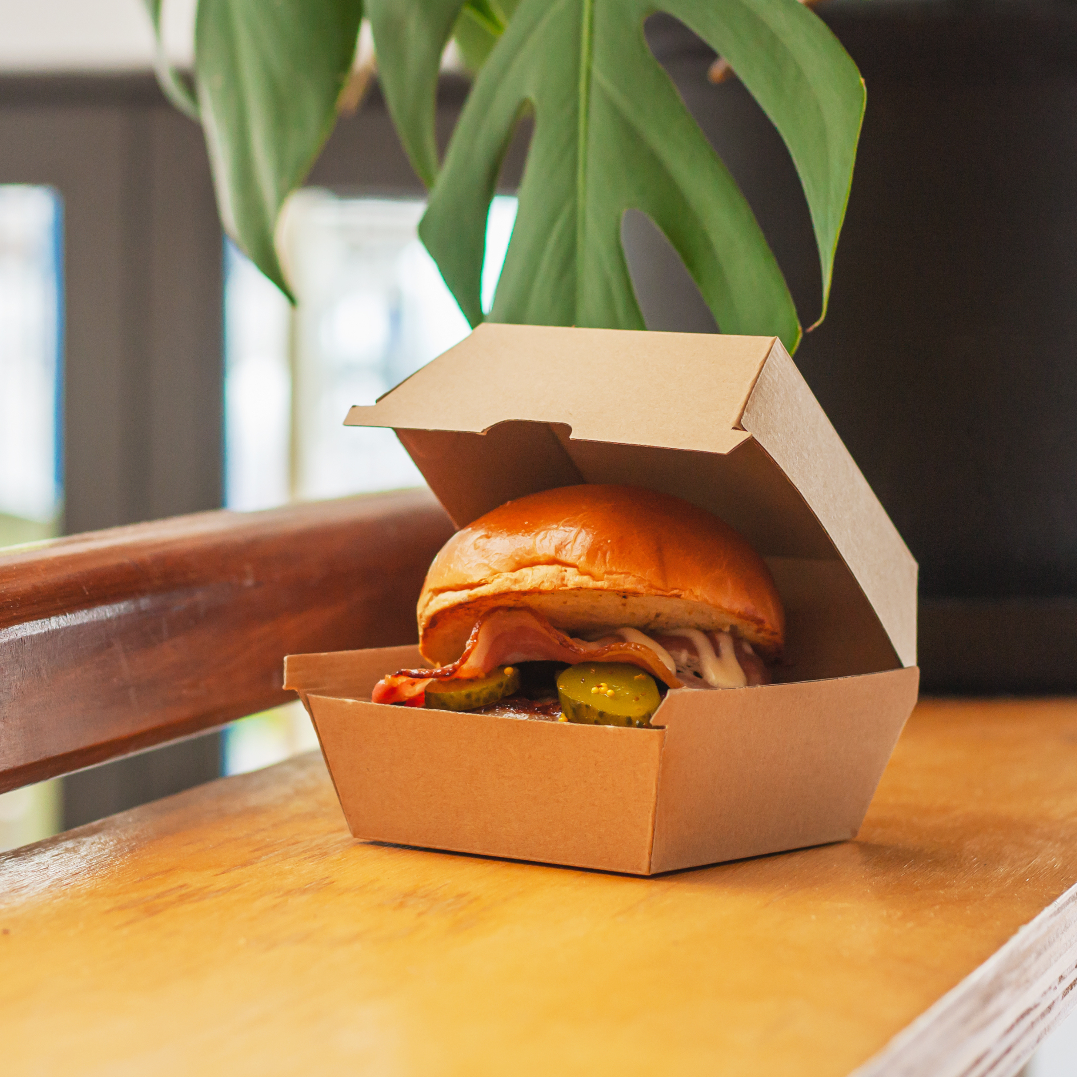 Burger in a Green Choice Burger box