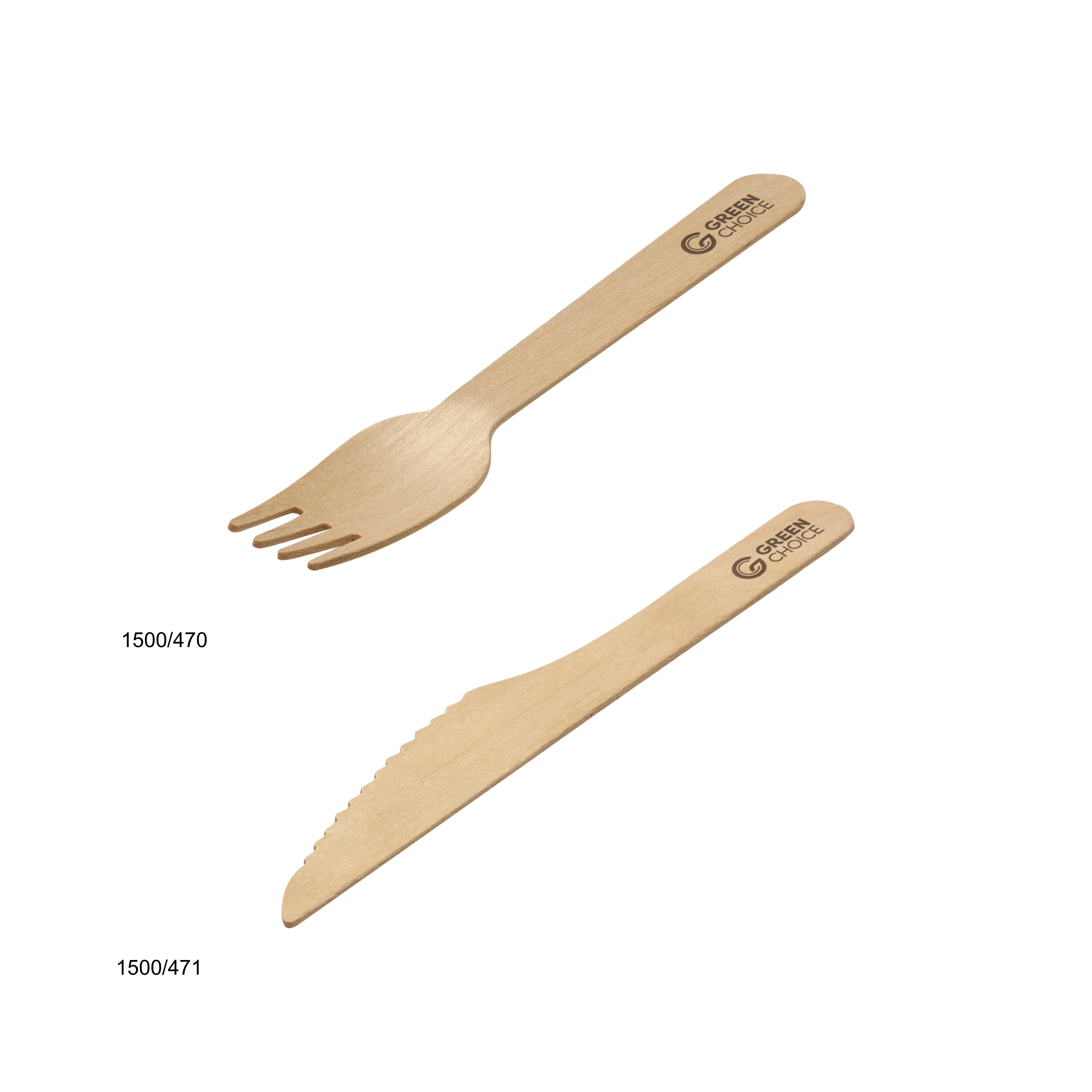 Green Choice branded wooden fork and knife clearcuts