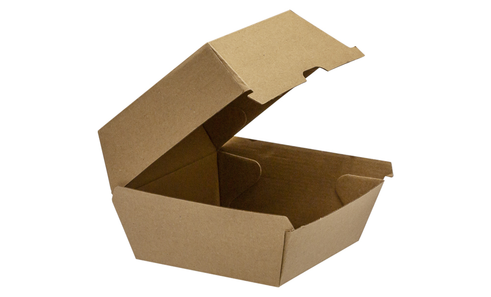 LR 1500 303 Kraft Corrugated Burger Box Open