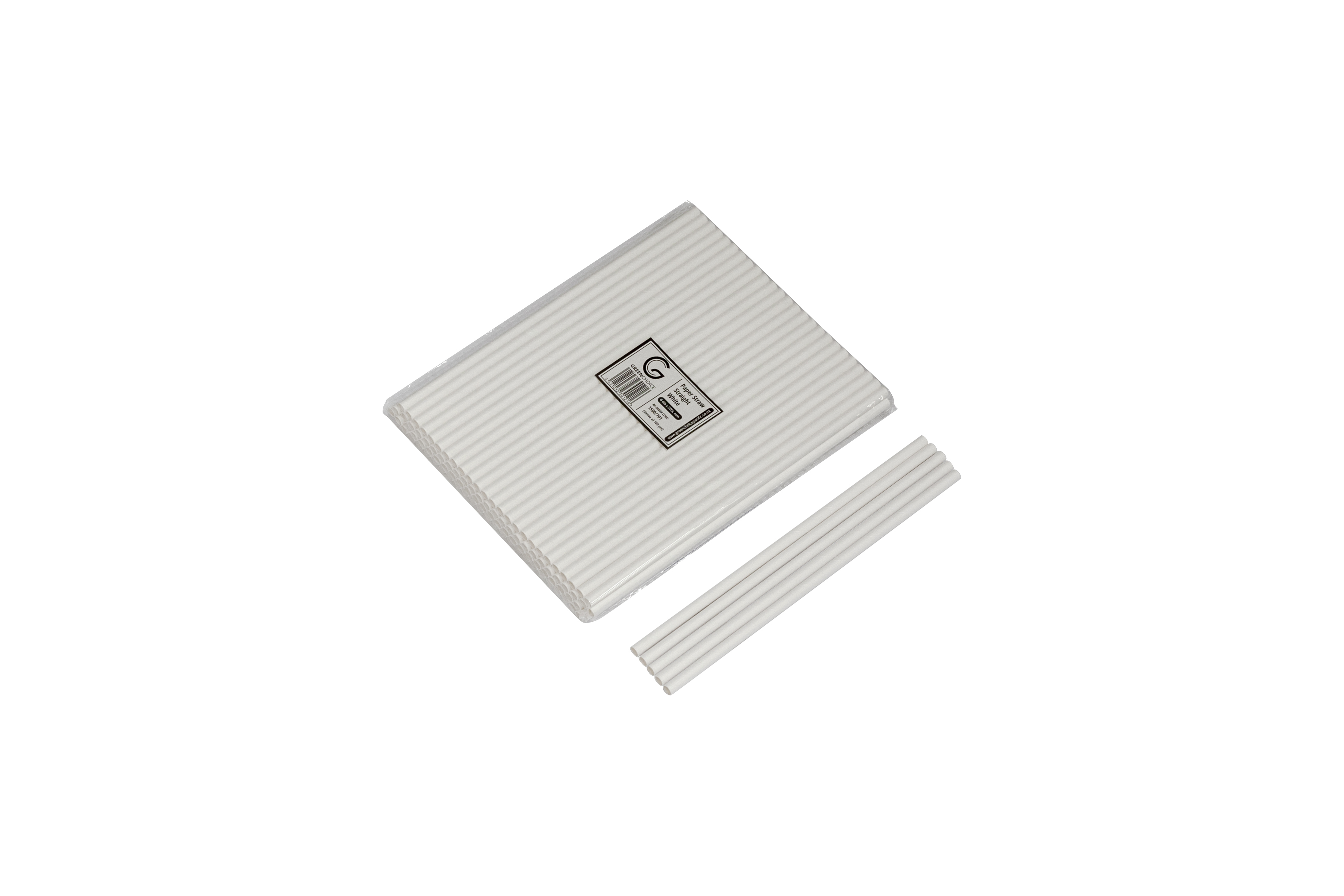 image of group of white paper straws on white background.