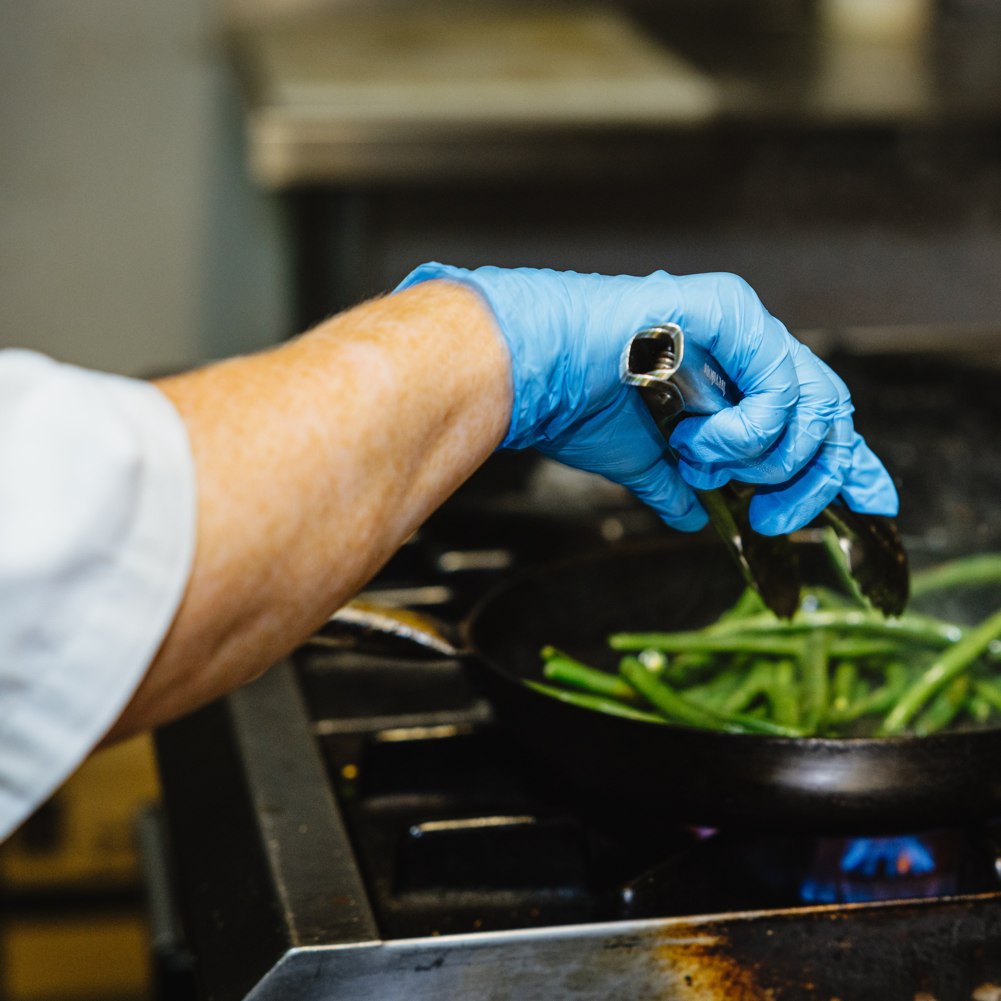Nitrile Blue Soft gloves used in food service